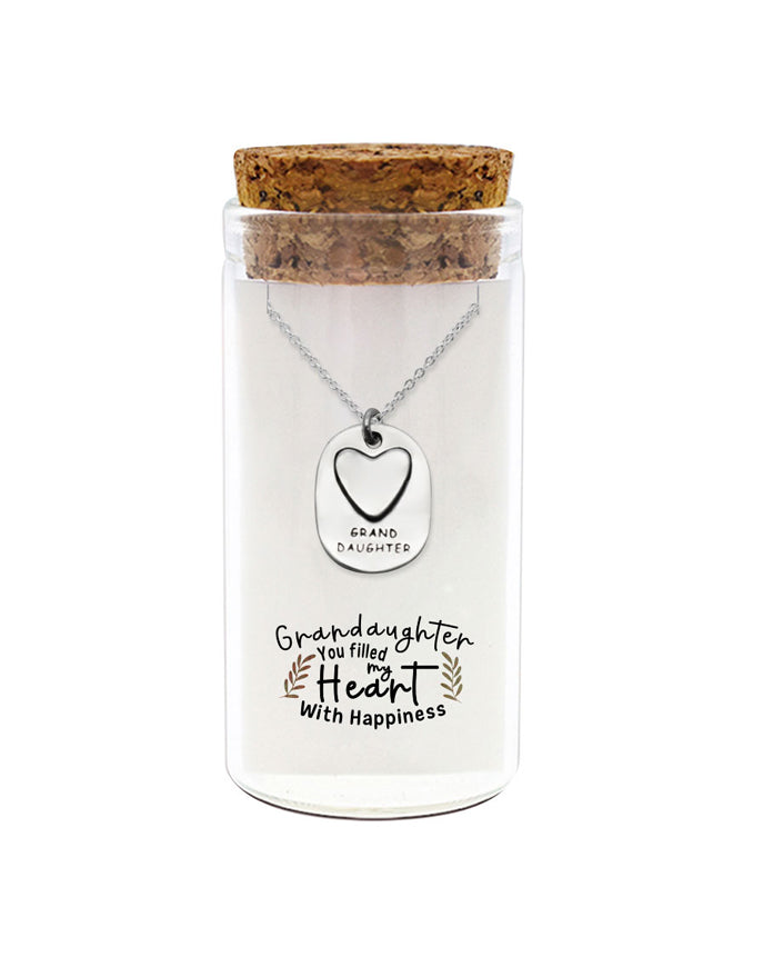 925 sterling silver granddaughter heart necklace "You Filled My Heart With Happiness" in glass jar with cork lid – cute grandma gift