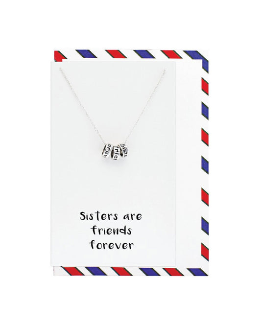 925 sterling silver sister friend necklace "Sisters are friends forever" on decorative card – cute sister gift