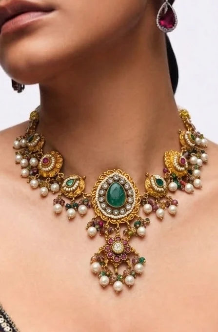 KUNDAN PEARL DROP NECKLACE