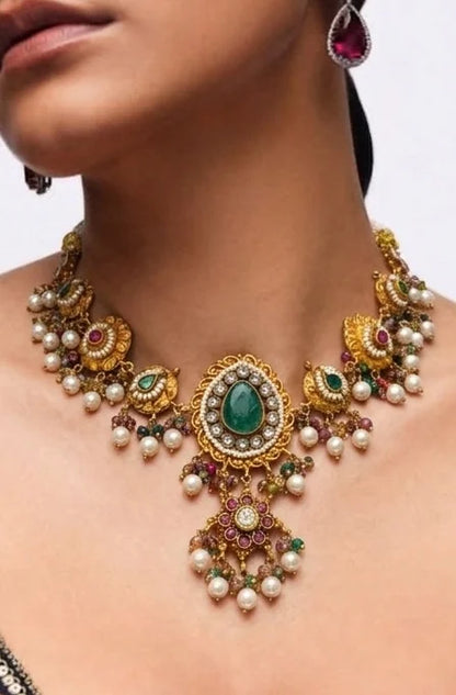 KUNDAN PEARL DROP NECKLACE
