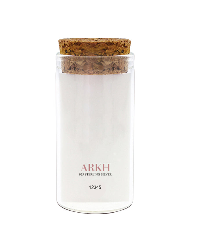 White jar with cork lid on a white background, featuring the brand 'ARKH'.