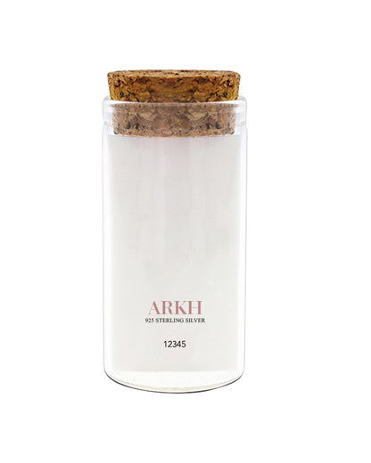 White jar with cork lid on a white background, featuring the brand 'ARKH'.