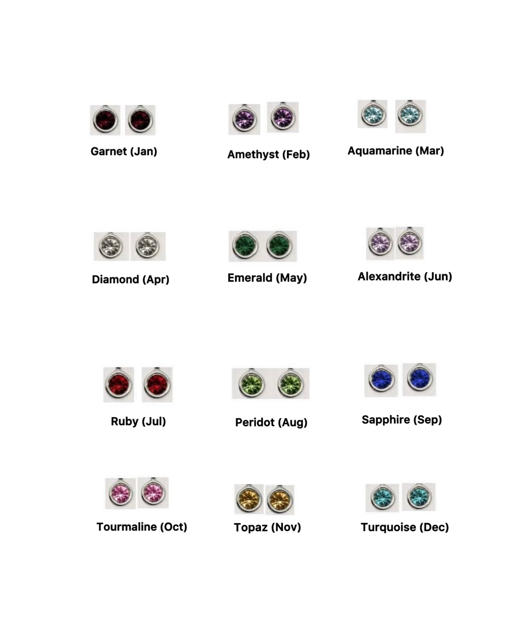 Collection 925 sterling silver birthstone stud earrings for January (Garnet) in glass jar with cork lid – birth month stud earrings