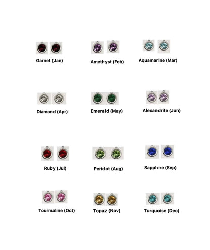 Collection 925 sterling silver birthstone stud earrings for January (Garnet) in glass jar with cork lid – birth month stud earrings