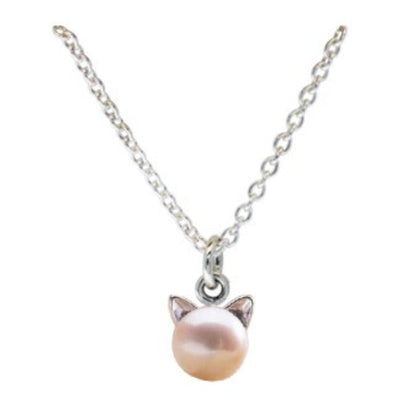 Close-up of cat face and pearl pendant with "You are purrfect!" message 925 silver – detailed cute charm