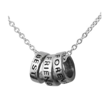 Close-up of BFF pendant with "Best Friends Forever" message 925 silver – detailed cute charm