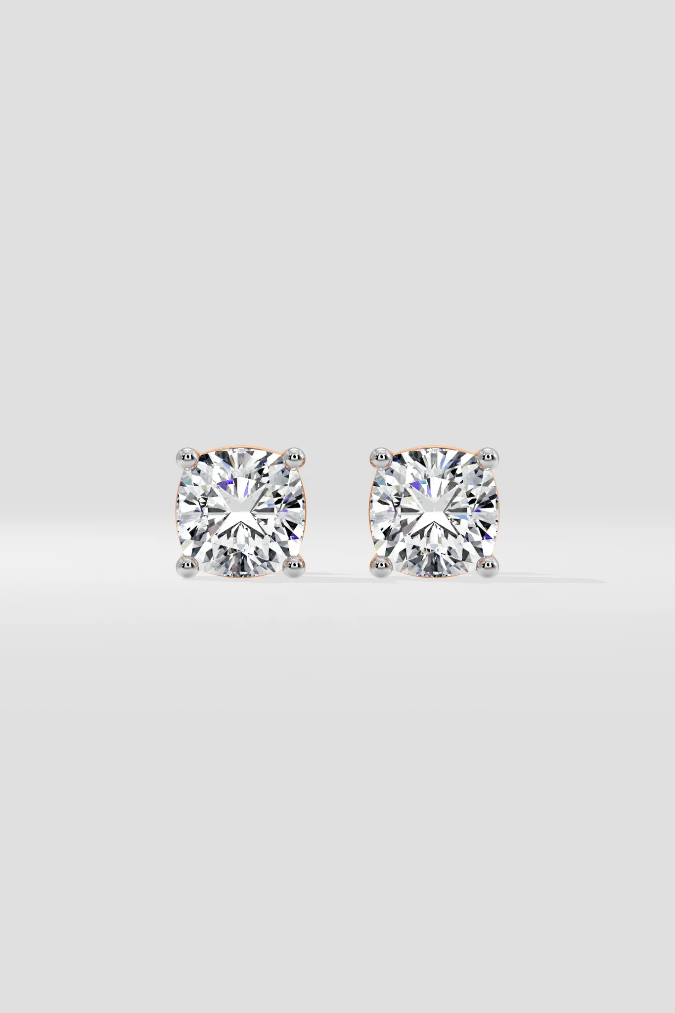 Cushion diamond stud earrings in gold with lab-grown diamonds – custom cushion cut solitaire studs