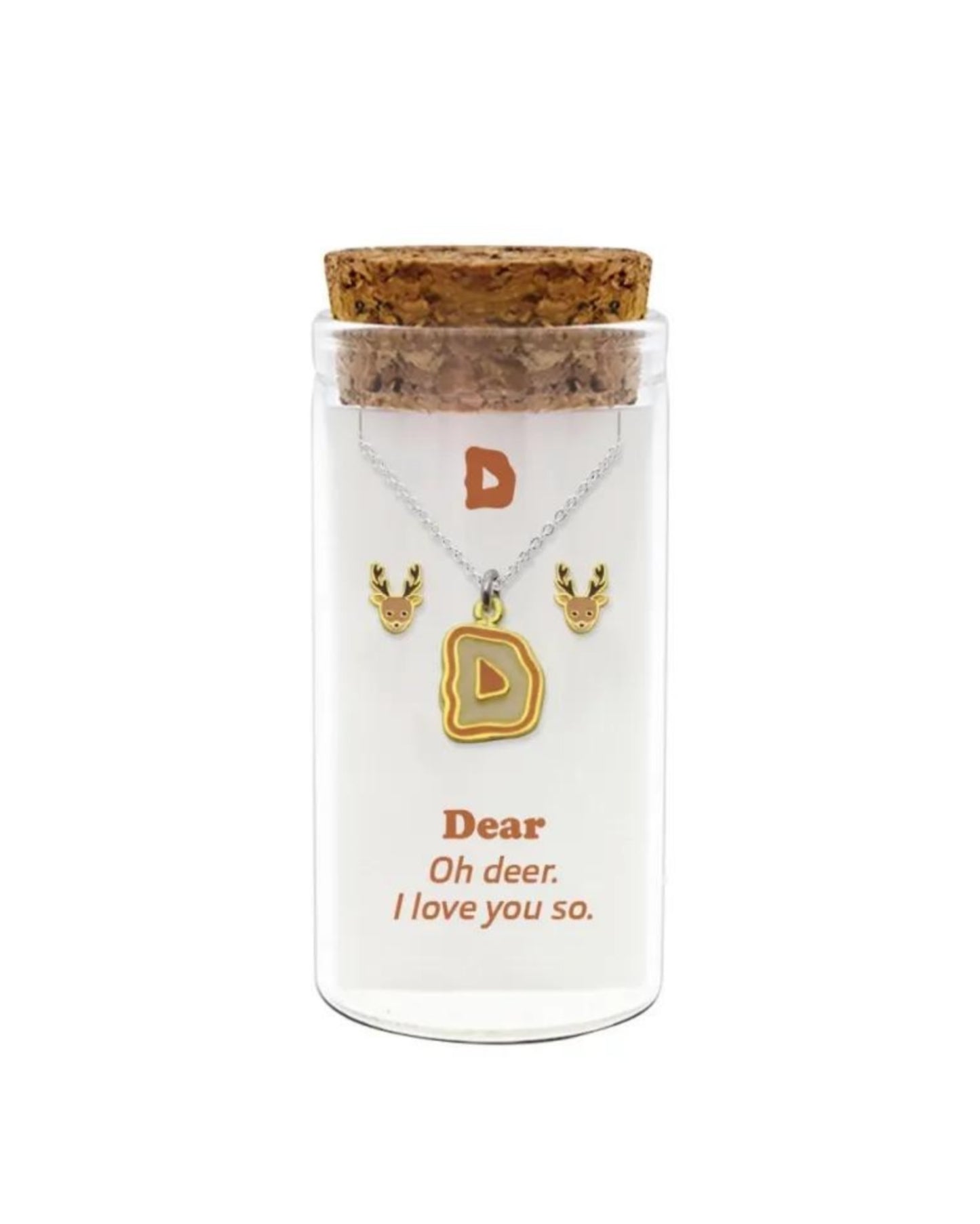 Initials necklace A–Z with matching studs in glass jar – personalized 925 silver jewelry  