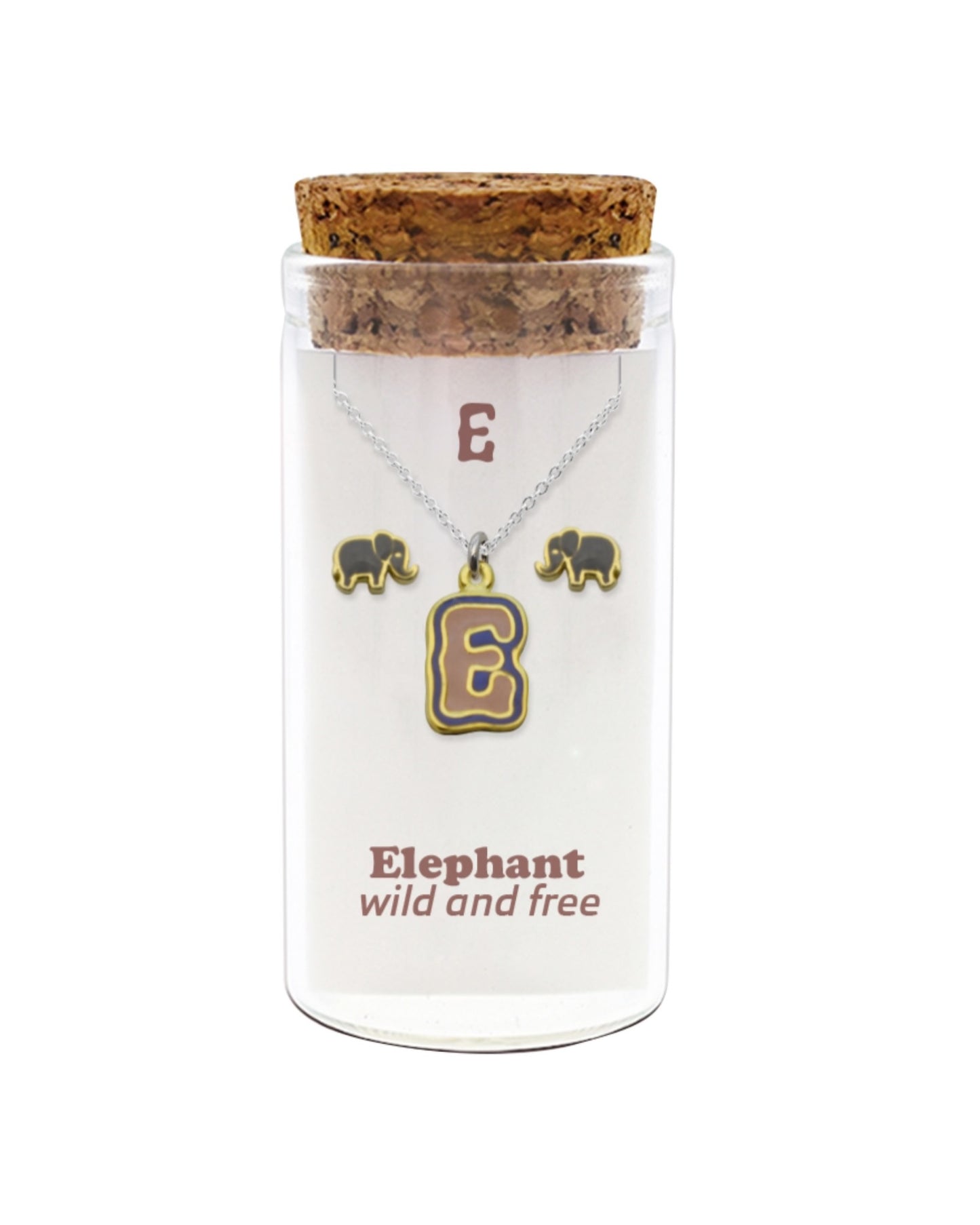 Initials necklace A–Z with matching studs in glass jar – personalized 925 silver jewelry