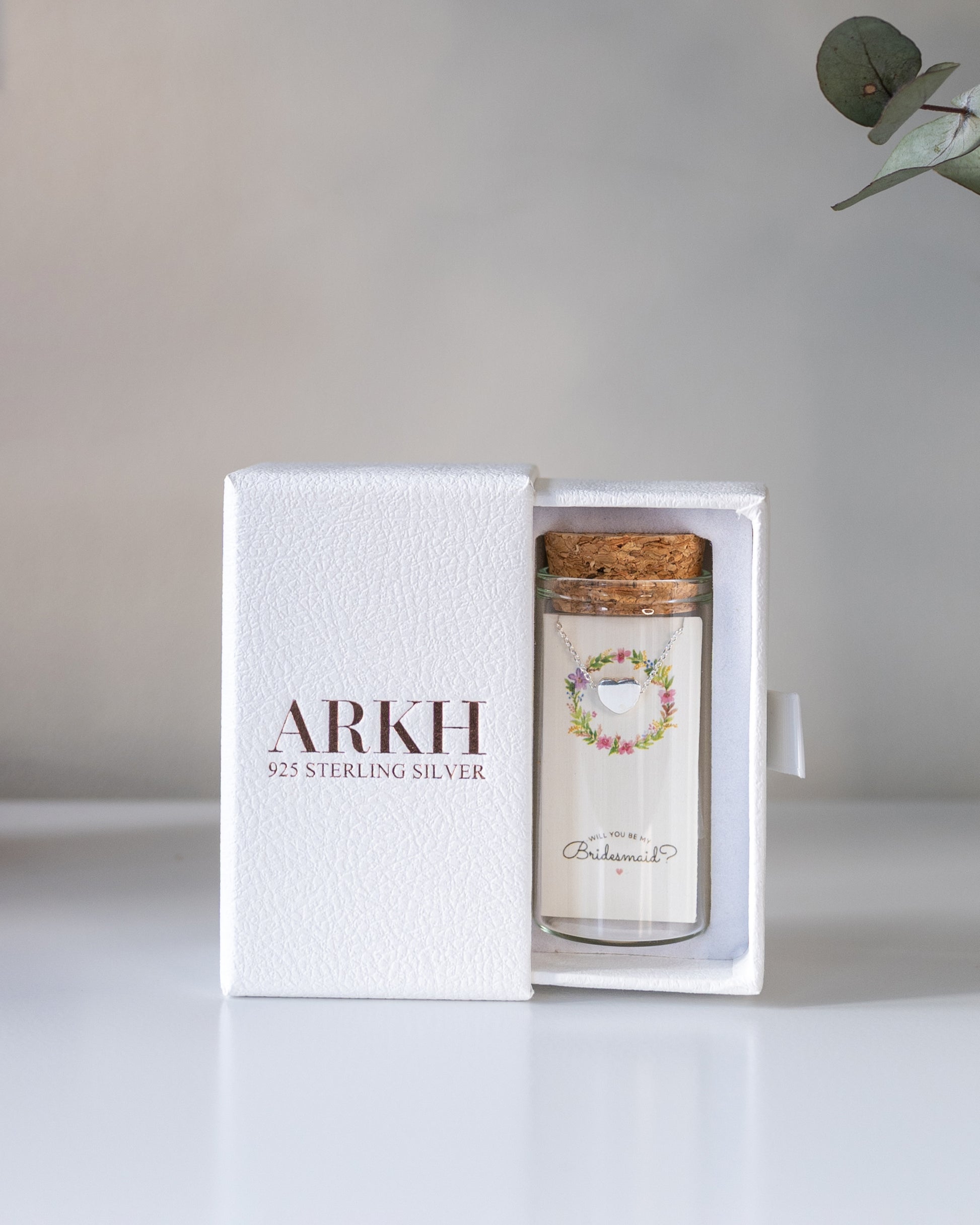 Bridesmaid heart necklace with handmade artwork in jar – perfect bridesmaid proposal gift