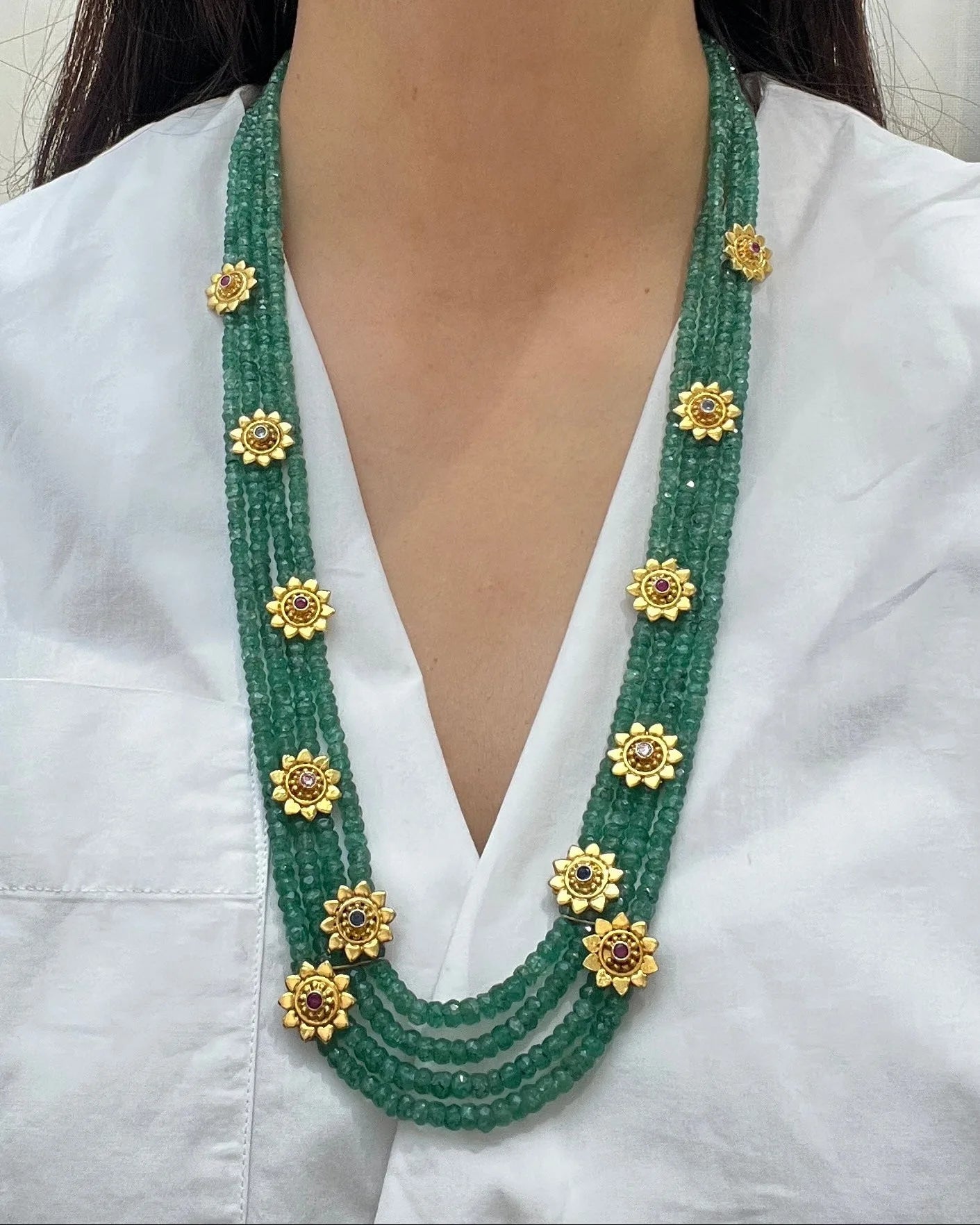 925 hallmarked sterling silver green beaded necklace