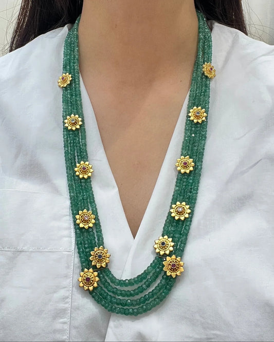 925 hallmarked sterling silver green beaded necklace