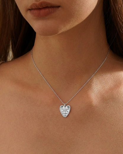 Model wearing sweet daughter necklace – adorable heart charm