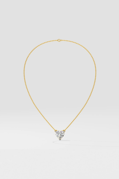 Heart diamond necklace in gold with lab-grown diamond – custom heart shaped solitaire necklace