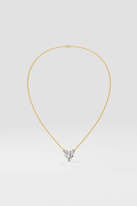 Heart diamond necklace in gold with lab-grown diamond – custom heart shaped solitaire necklace