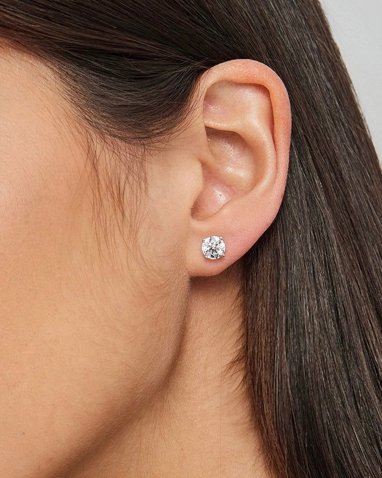 ROUND SOLITAIRE EARRINGS