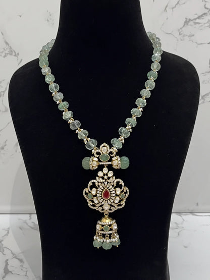 GREEN POLKI NECKLACE