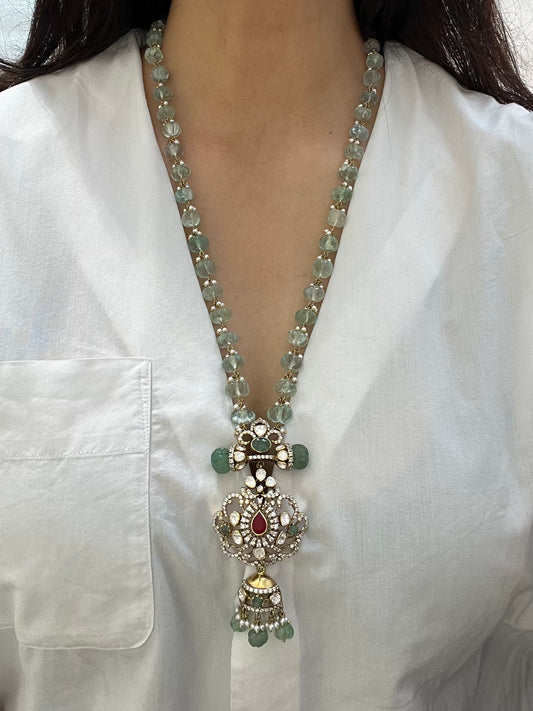 GREEN POLKI NECKLACE