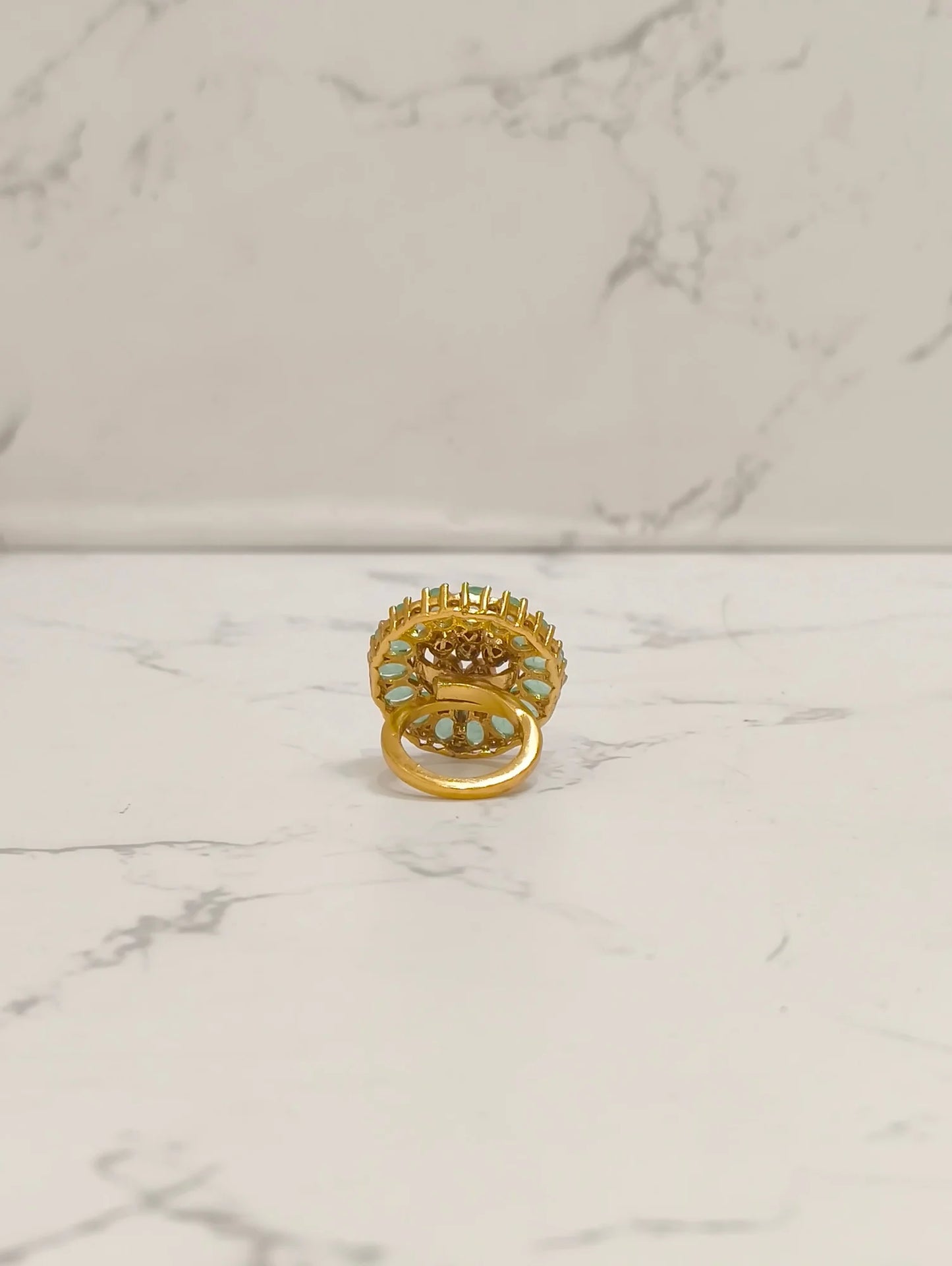 GREEN POLKI MOISSANITE RING