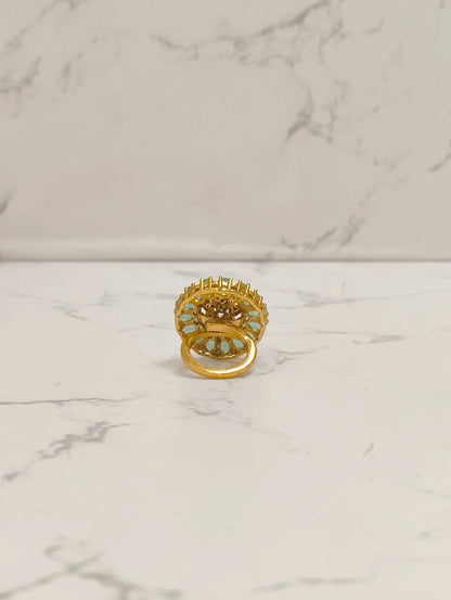 GREEN POLKI MOISSANITE RING