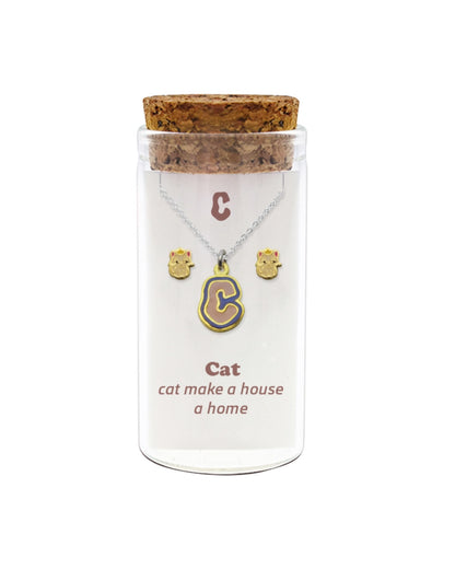 INITIALS NECKLACE & ANIMAL STUDS