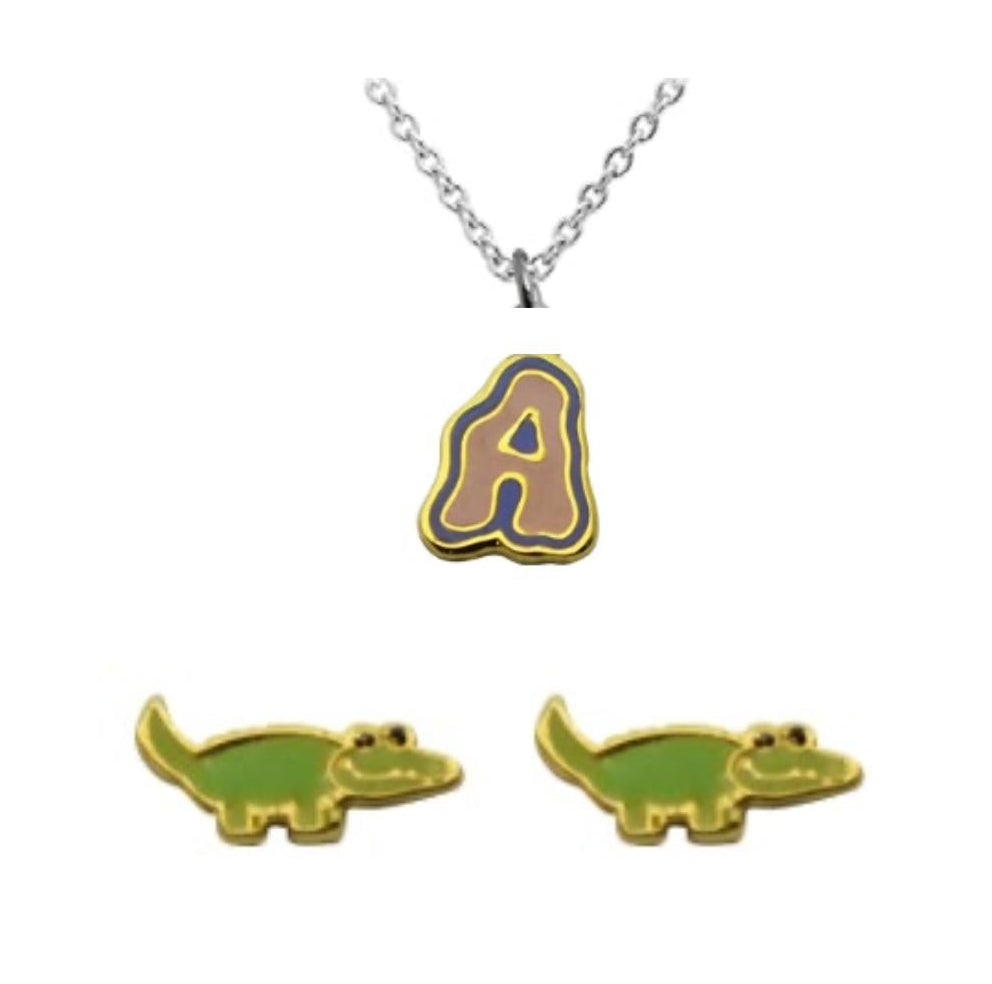 INITIALS NECKLACE & ANIMAL STUDS
