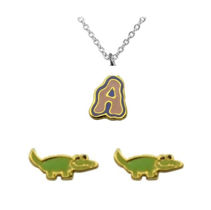 INITIALS NECKLACE & ANIMAL STUDS