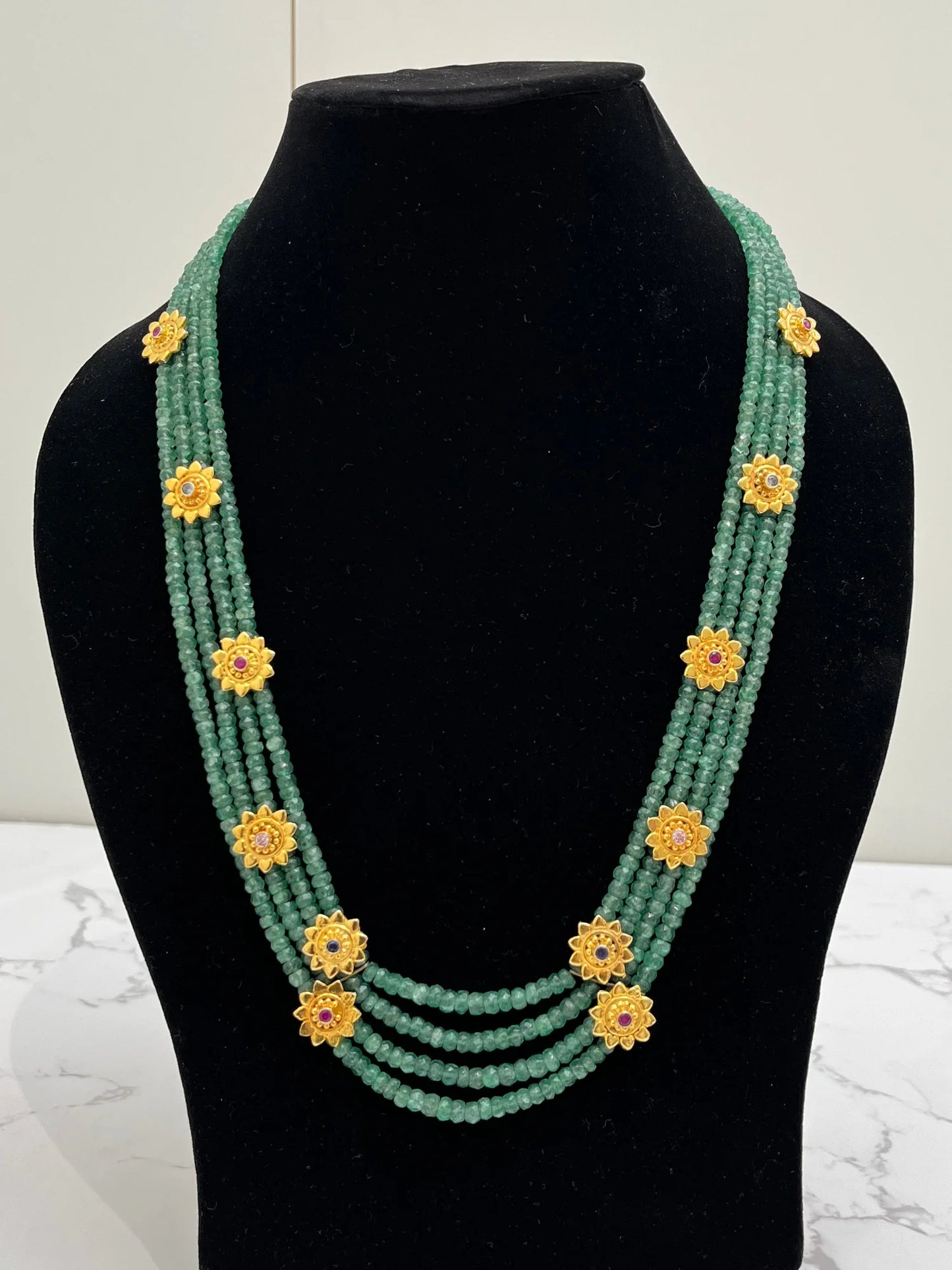 925 hallmarked sterling silver green beaded necklace