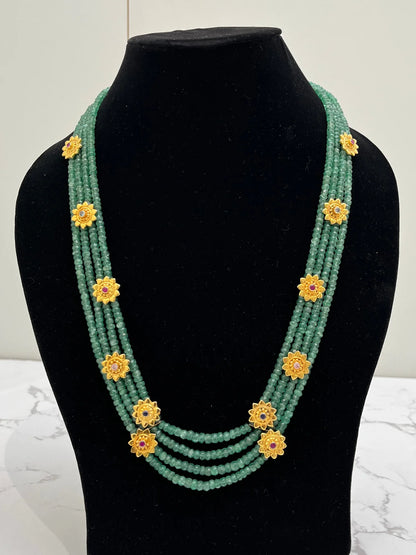 925 hallmarked sterling silver green beaded necklace