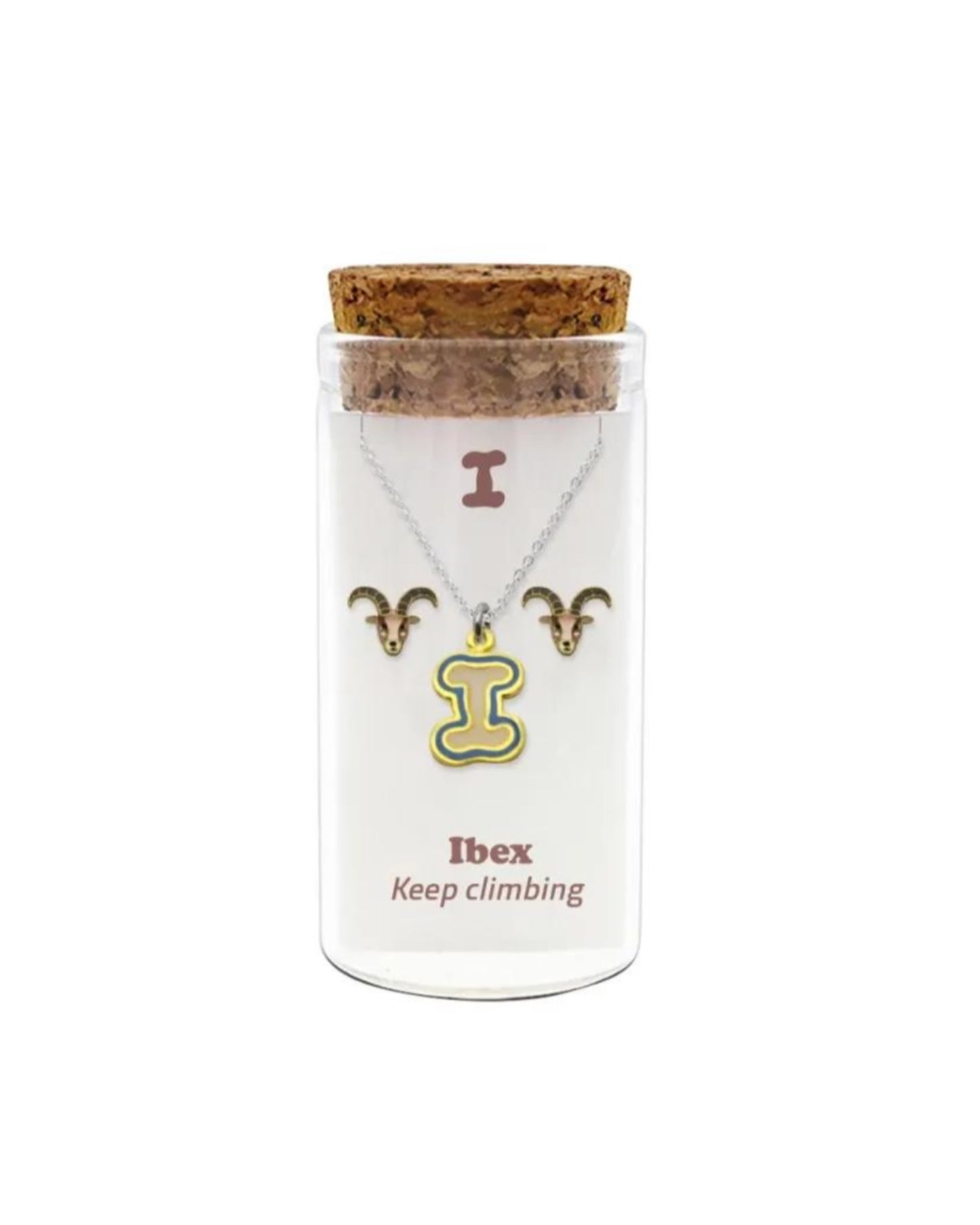 Initials necklace A–Z with matching studs in glass jar – personalized 925 silver jewelry