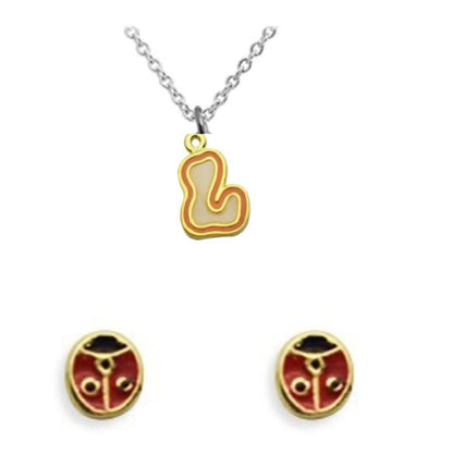 Initials necklace A–Z with matching studs in glass jar – personalized 925 silver jewelry 
