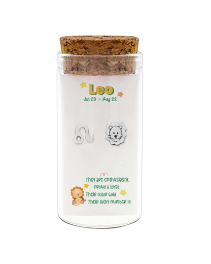 Jar with cork lid labeled 'Leo' on a white background