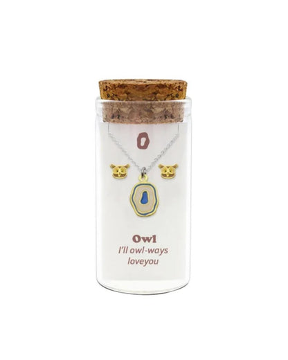 Initials necklace A–Z with matching studs in glass jar – personalized 925 silver jewelry