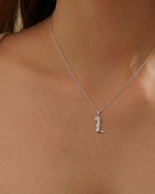 Model wearing otter pendant necklace 925 silver – adorable otter jewelry on model