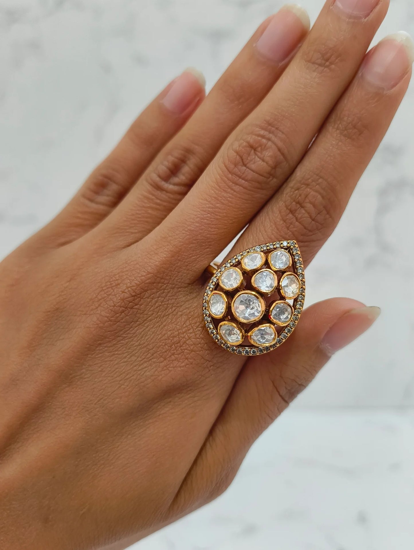 MOISSANITE POLKI RING