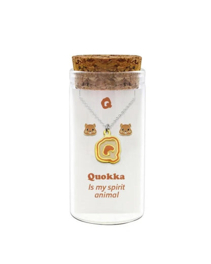 Initials necklace A–Z with matching studs in glass jar – personalized 925 silver jewelry