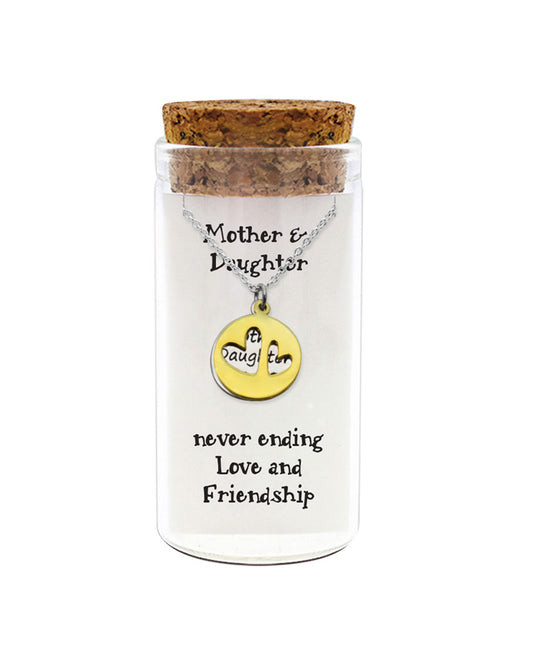 925 sterling silver Mother & Daughter "Never Ending Love" necklace in white ARKH gift box and glass jar – Mothers Day gift ready