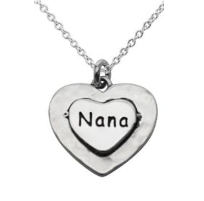 Close-up of heart pendant with "You Are The Best Nana" message 925 silver – detailed cute charm