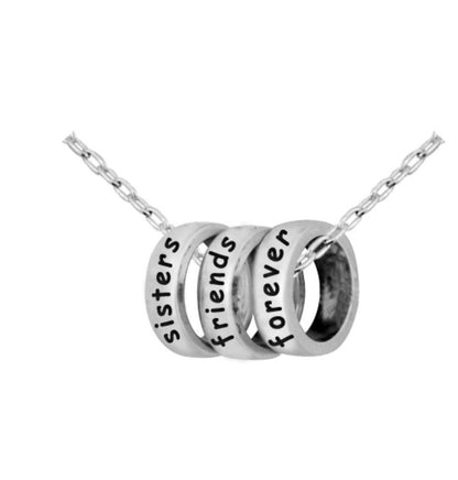 Close-up of charm with "Sisters are friends forever" message 925 silver – detailed cute charm