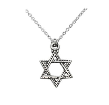 Close-up of Star of David pendant necklace 925 silver – detailed Jewish star charm