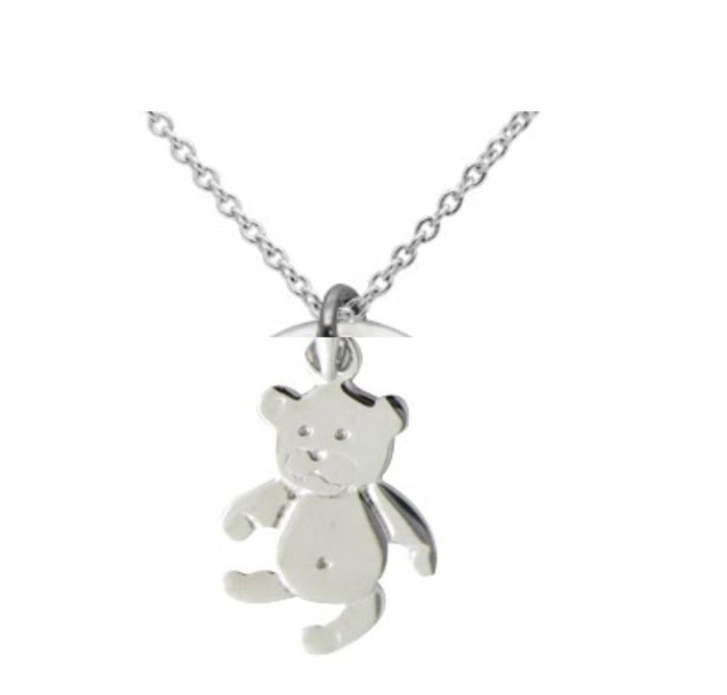 Close-up of teddy bear pendant with message 925 silver – detailed adorable charm