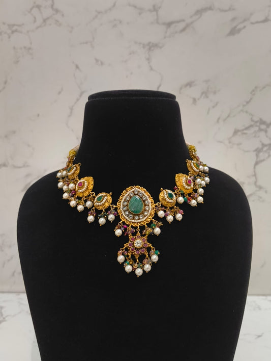 KUNDAN PEARL DROP NECKLACE