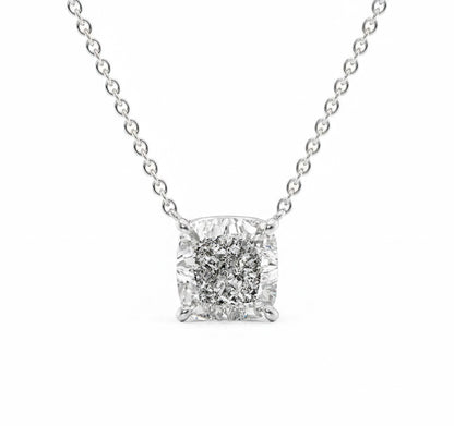 Cushion cut diamond necklace in gold with lab-grown diamond – custom cushion cut solitaire necklace