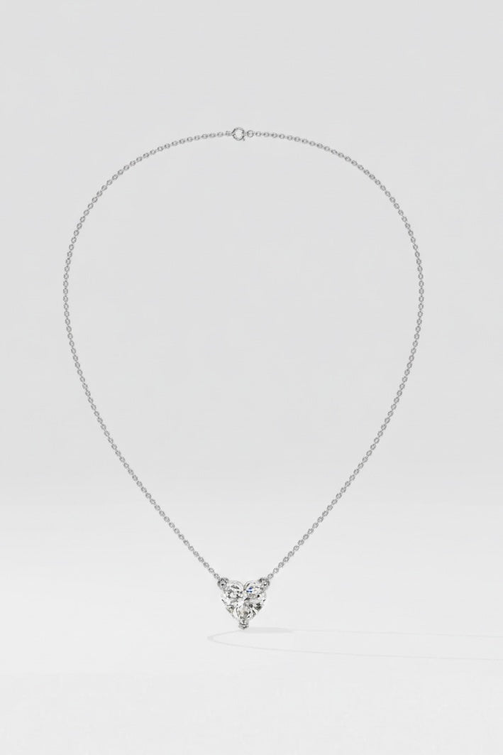 Heart diamond necklace in gold with lab-grown diamond – custom heart shaped solitaire necklace