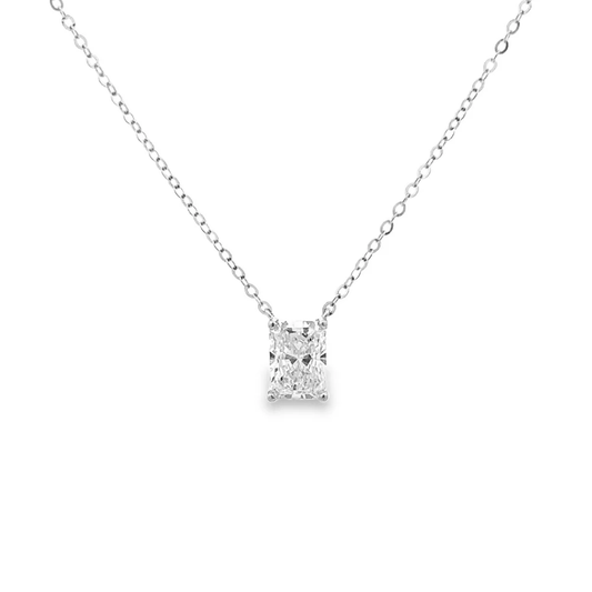 Radiant cut diamond necklace in gold with lab-grown diamond – custom radiant cut solitaire necklace