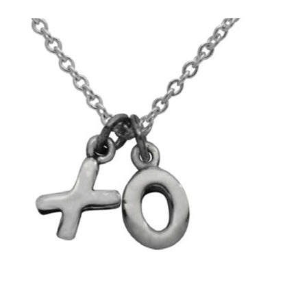 Close-up of XO pendant with "I love you" message on 925 sterling silver necklace