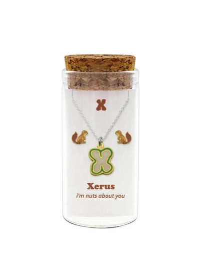 Initials necklace A–Z with matching studs in glass jar – personalized 925 silver jewelry
