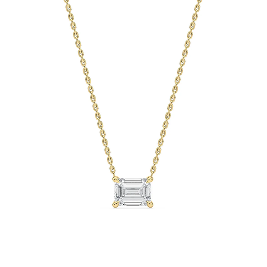 Emerald cut diamond necklace in gold with lab-grown diamond – custom emerald cut solitaire necklace