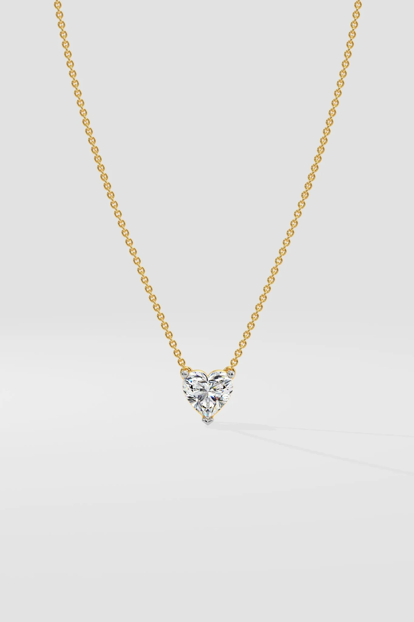 Heart diamond necklace in gold with lab-grown diamond – custom heart shaped solitaire necklace