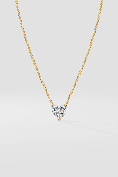 Heart diamond necklace in gold with lab-grown diamond – custom heart shaped solitaire necklace